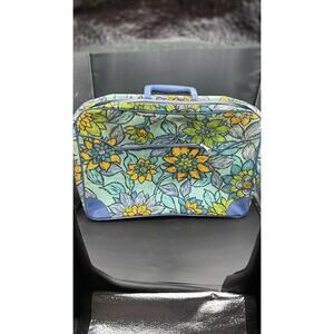 Vintage 60s 70s Bantam Travelware Blue Floral Mod Suitcase Luggage MCM
